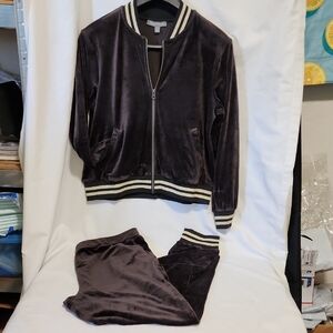 Kate & Mallory Black Velvet Jacket & Pants with Silver Trim